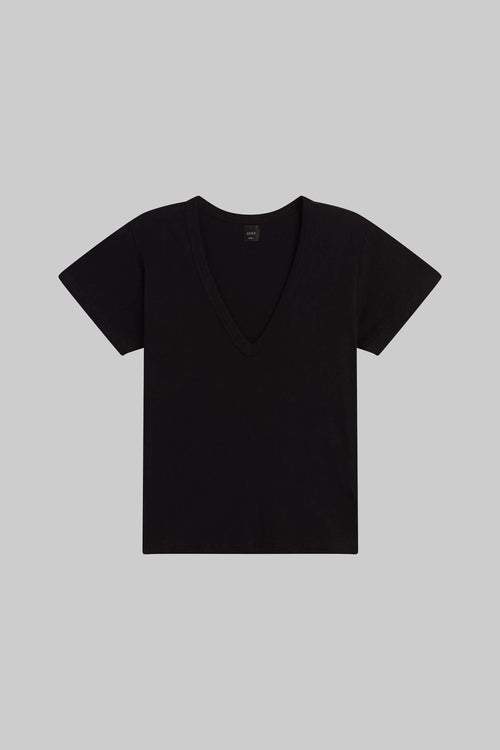 Laura V Neck Tee - Black - Image 2