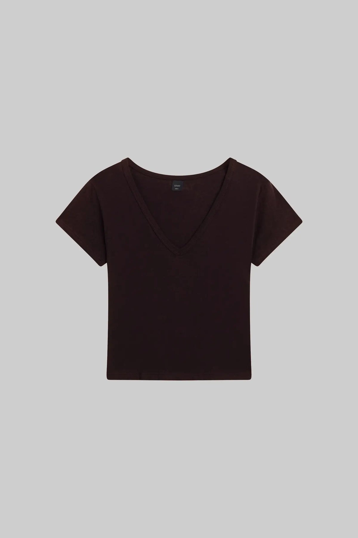 Laura V Neck Tee - Chocolate - Image 2