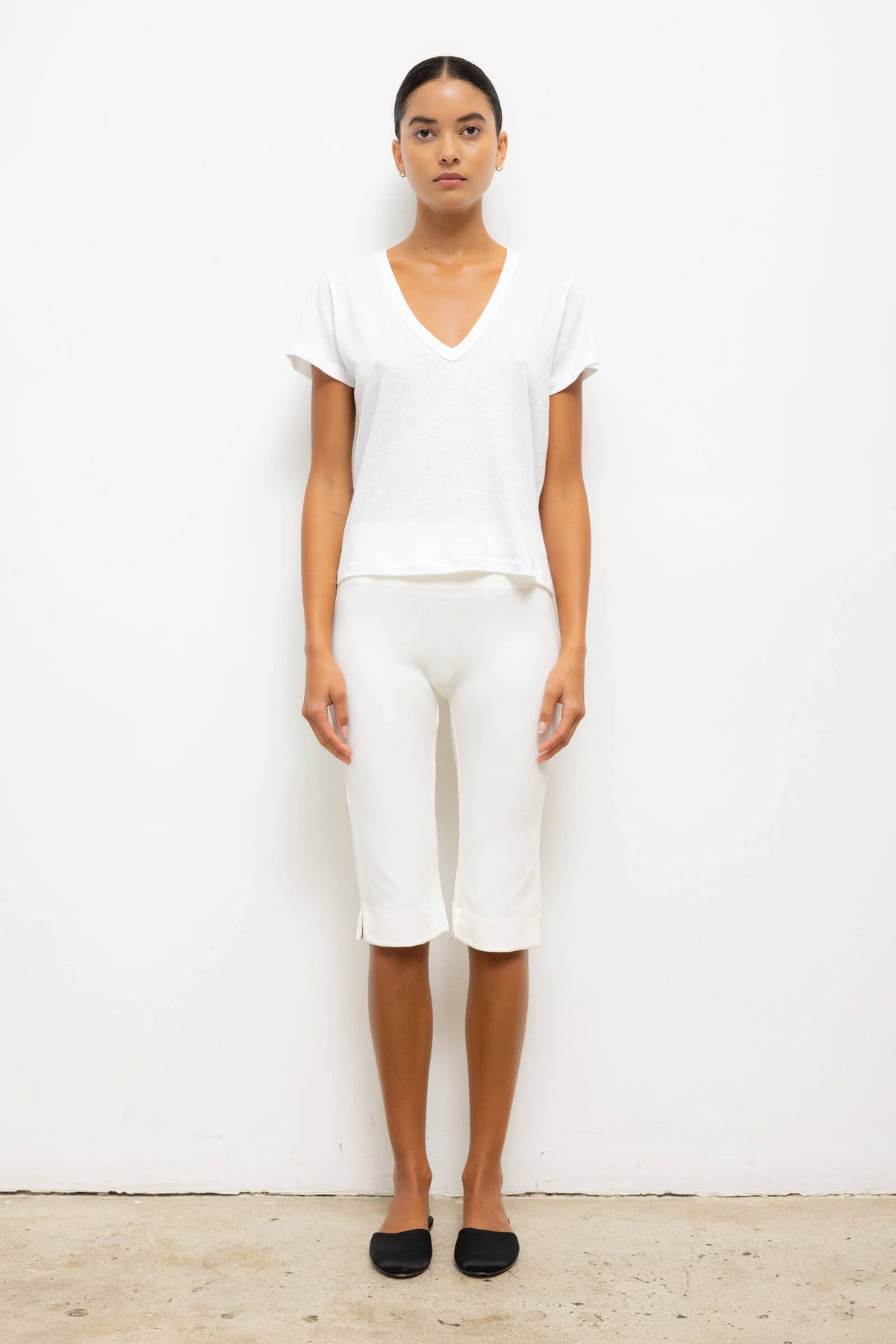 Laura V Neck Tee - White - Image 3