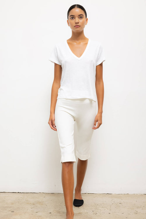 Laura V Neck Tee - White - Image 4