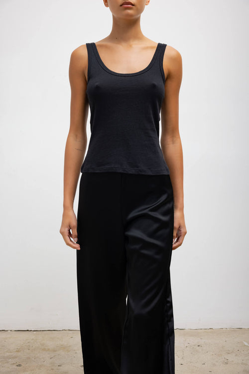 Laura Scoop Neck Tank - Black - Image 3