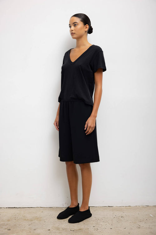 Laura V Neck Tee - Black - Image 6
