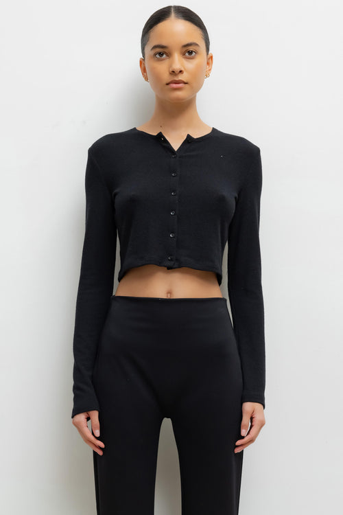 Lauren Crop Cardigan - Black - Image 1