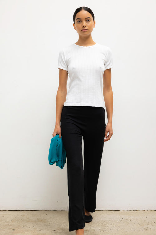 Pointelle Slim Fit Tee - White - Image 4