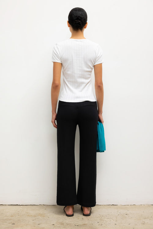 Pointelle Slim Fit Tee - White - Image 7