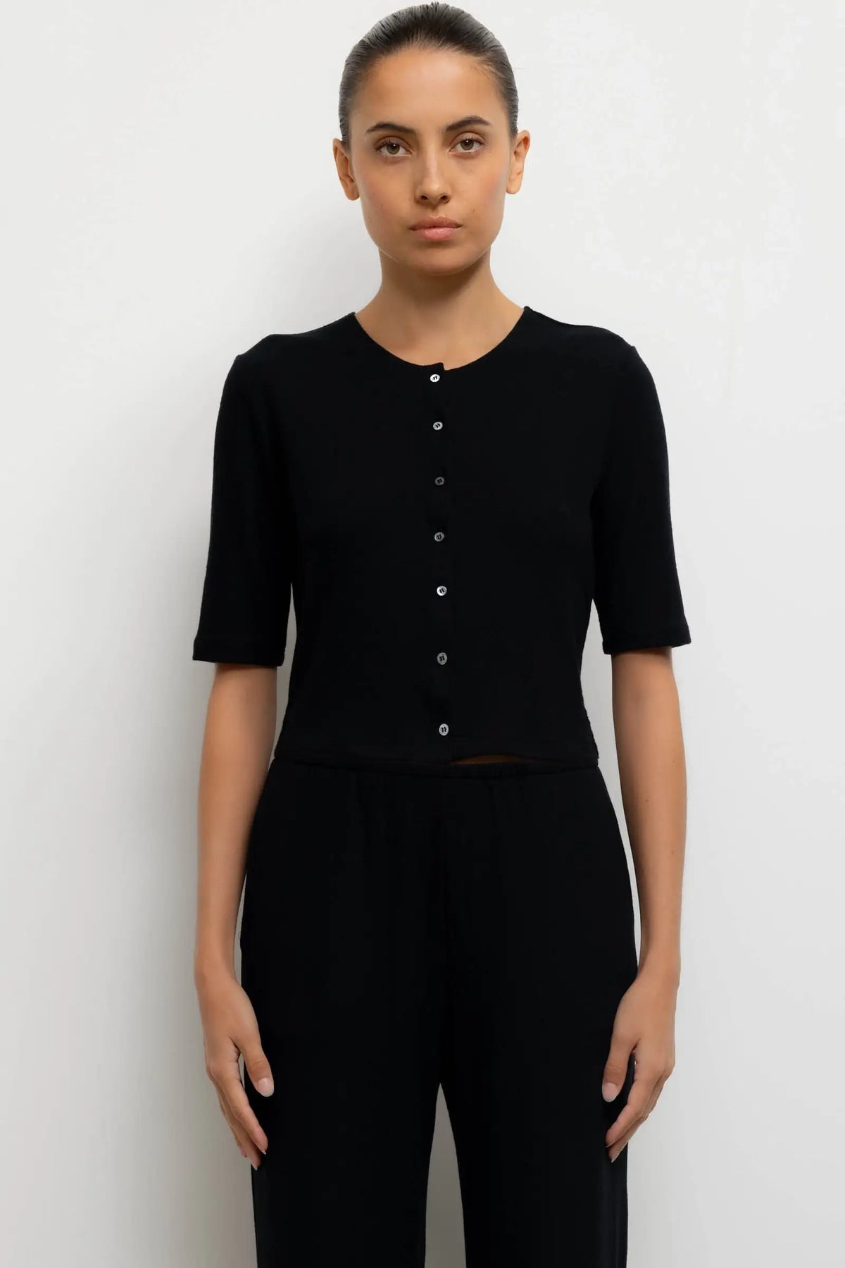 Lauren Mid Sleeve Cardigan - Black - Image 1