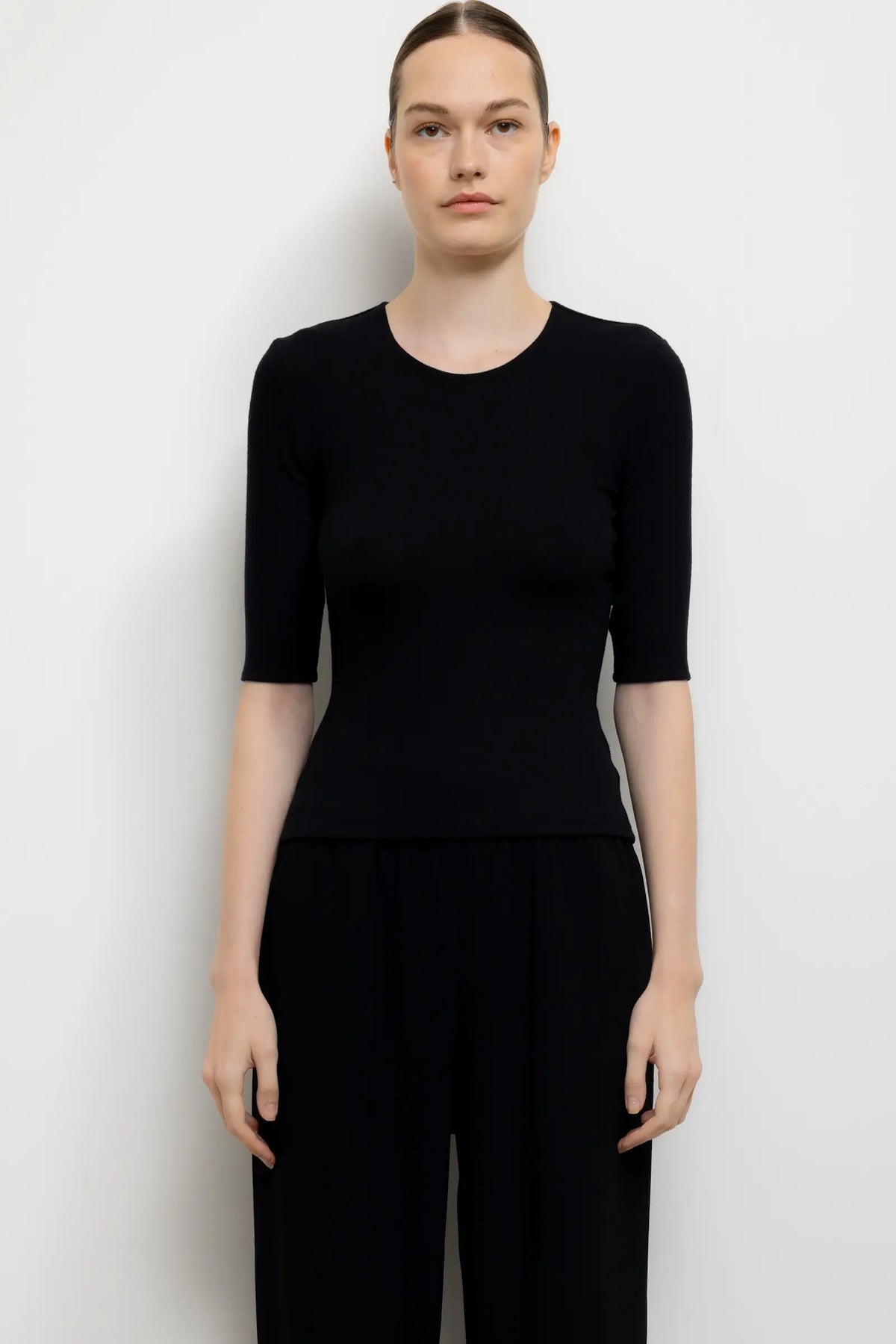 Lauren Mid Sleeve Tee - Black - Image 1