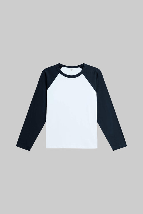 The Margo Long Sleeve Baseball Tee - White Midnight - Image 2