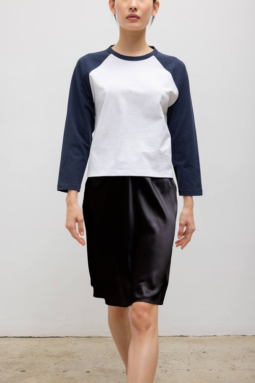 The Margo Long Sleeve Baseball Tee - White Midnight - Image 4