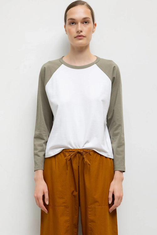 The Margo Long Sleeve Baseball Tee - White Cypress - Image 1