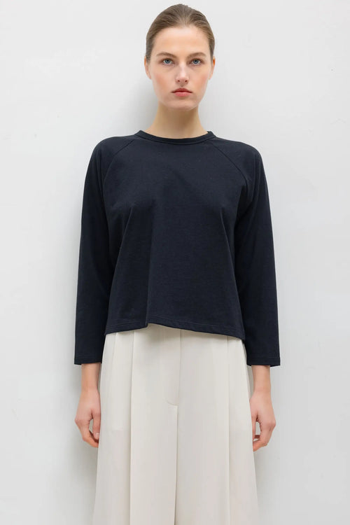 The Margo Long Sleeve Baseball Tee - Black - Image 1