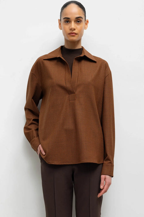 Maya Pullover Shirt - Chocolate Houndstooth - Image 1