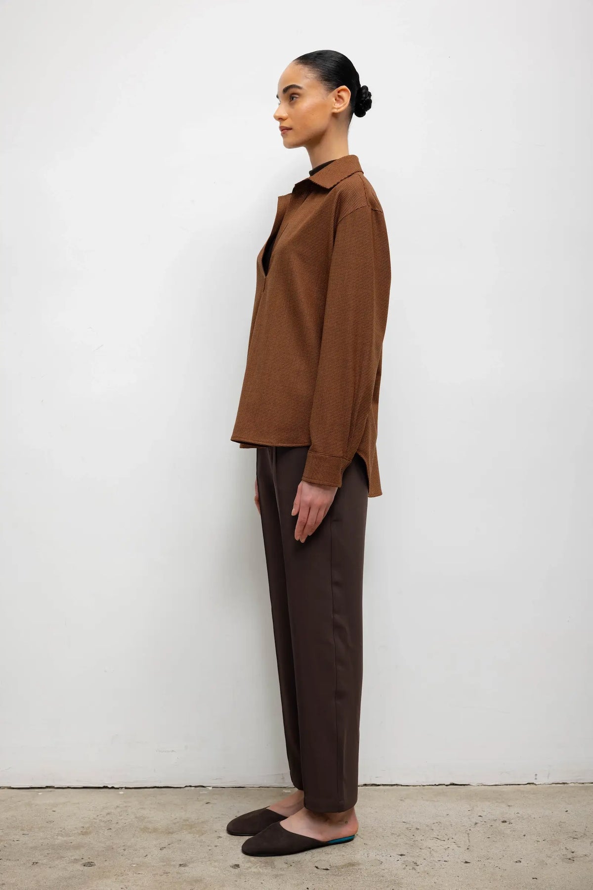 Maya Pullover Shirt - Chocolate Houndstooth - Image 6