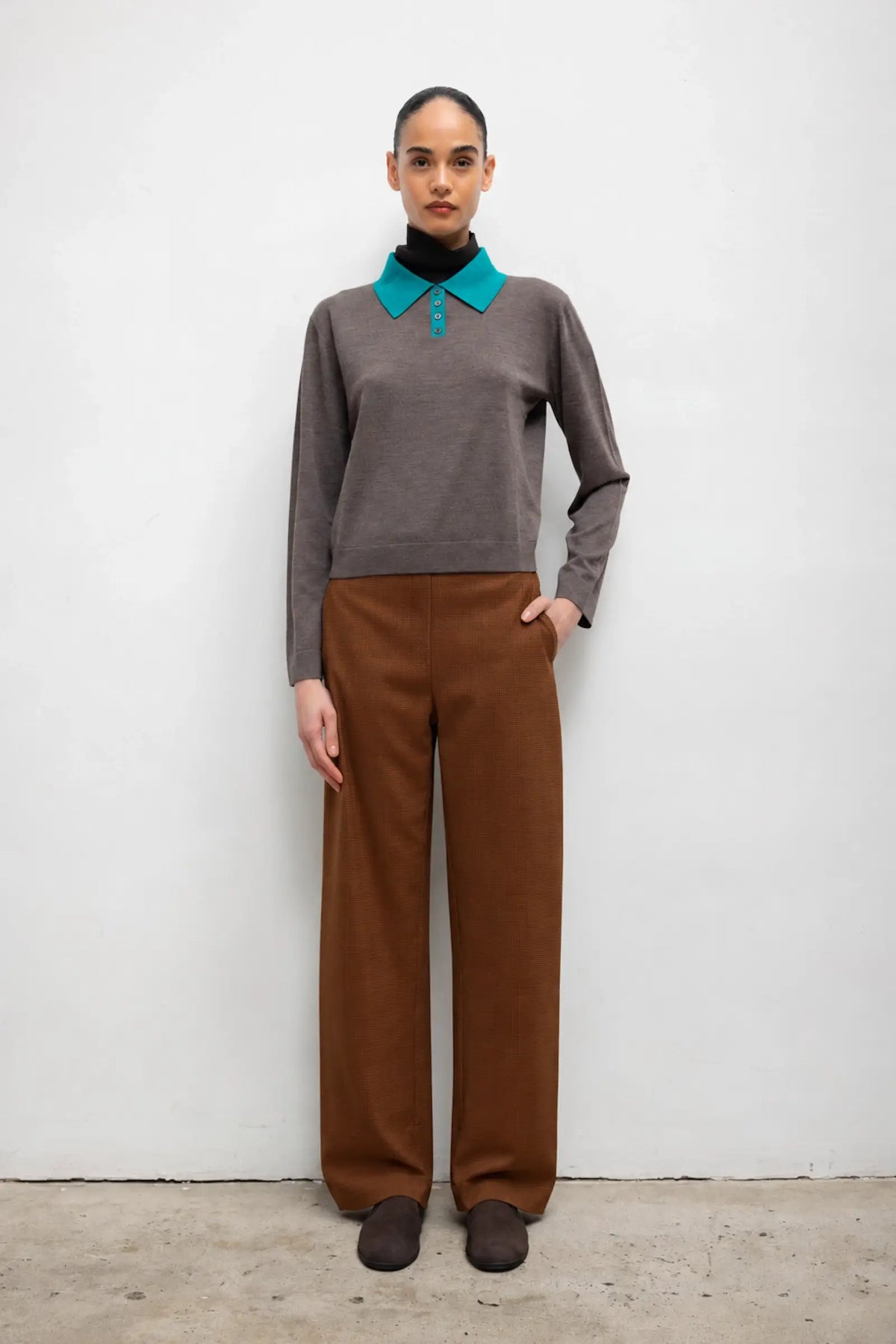 Maya Pocket Pant - Chocolate Houndstooth - Image 1