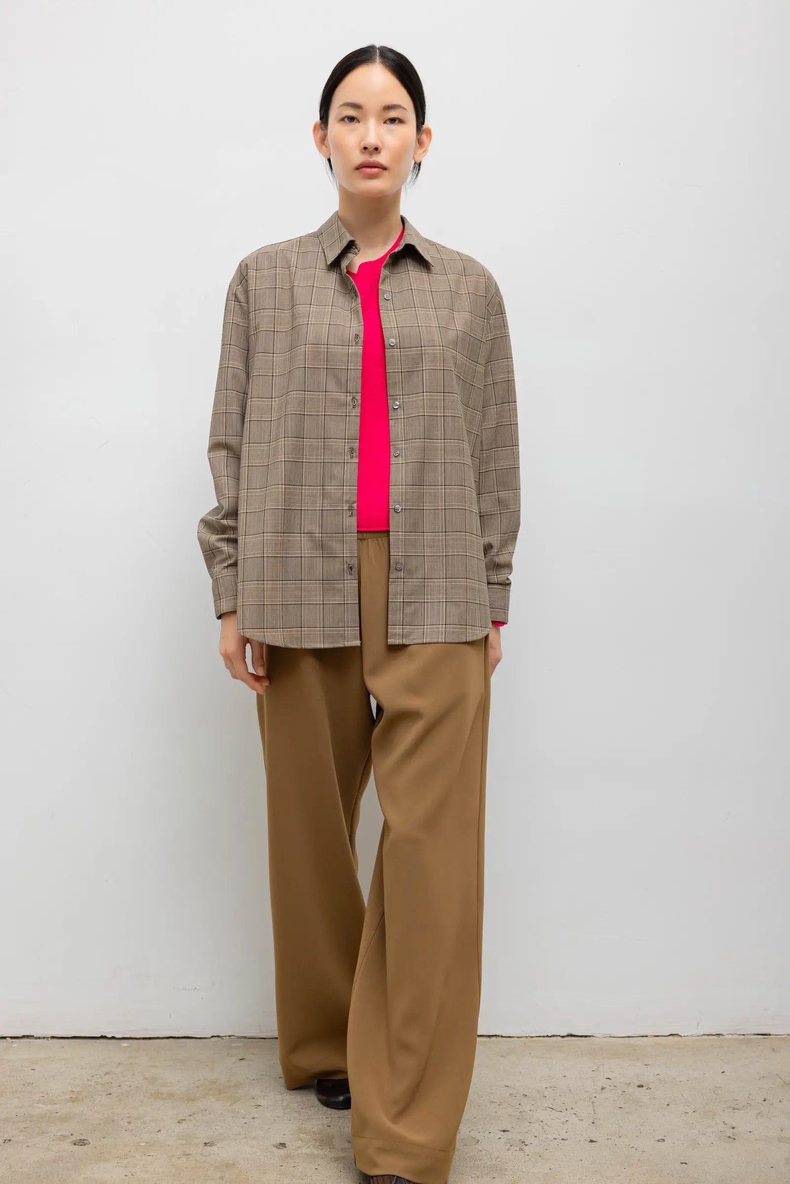 Mia Oversized Shirt - Camel Plaid - Image 4