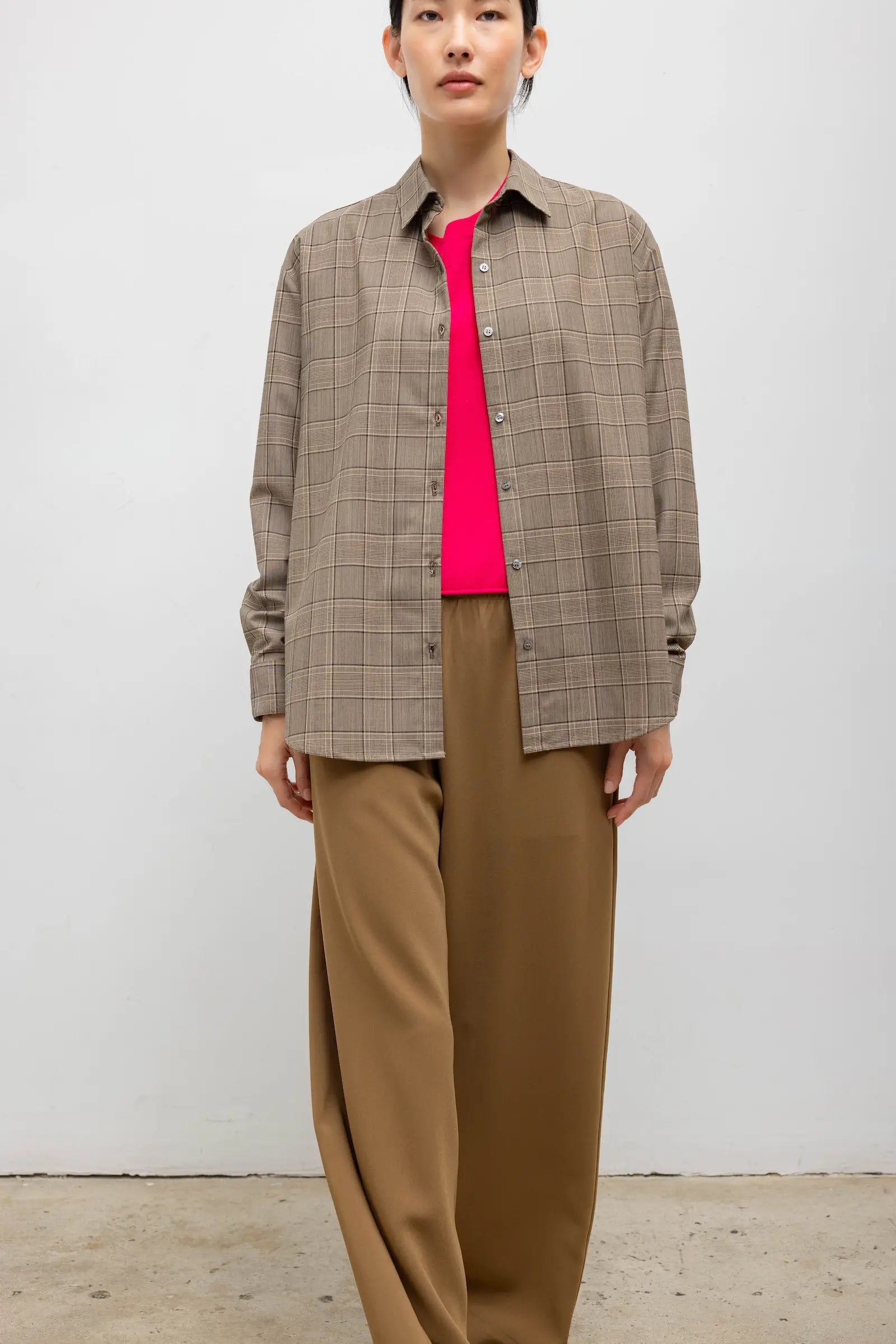 Mia Oversized Shirt - Camel Plaid - Image 5