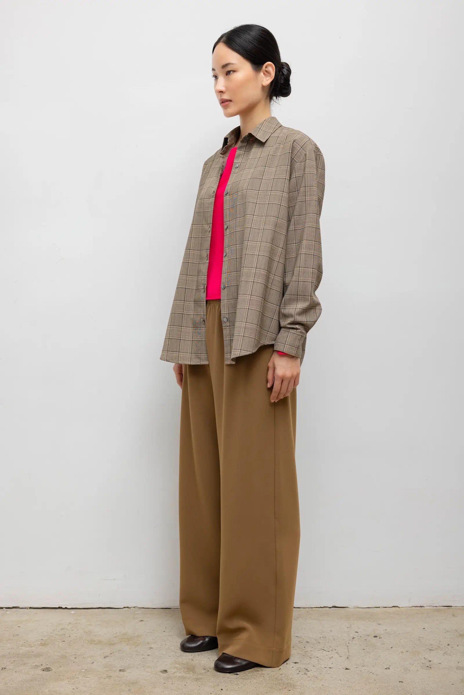 Mia Oversized Shirt - Camel Plaid - Image 6