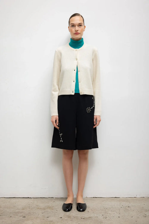 Pre-Order: Millie Cashmere Classic Cardigan - Creme - Image 3