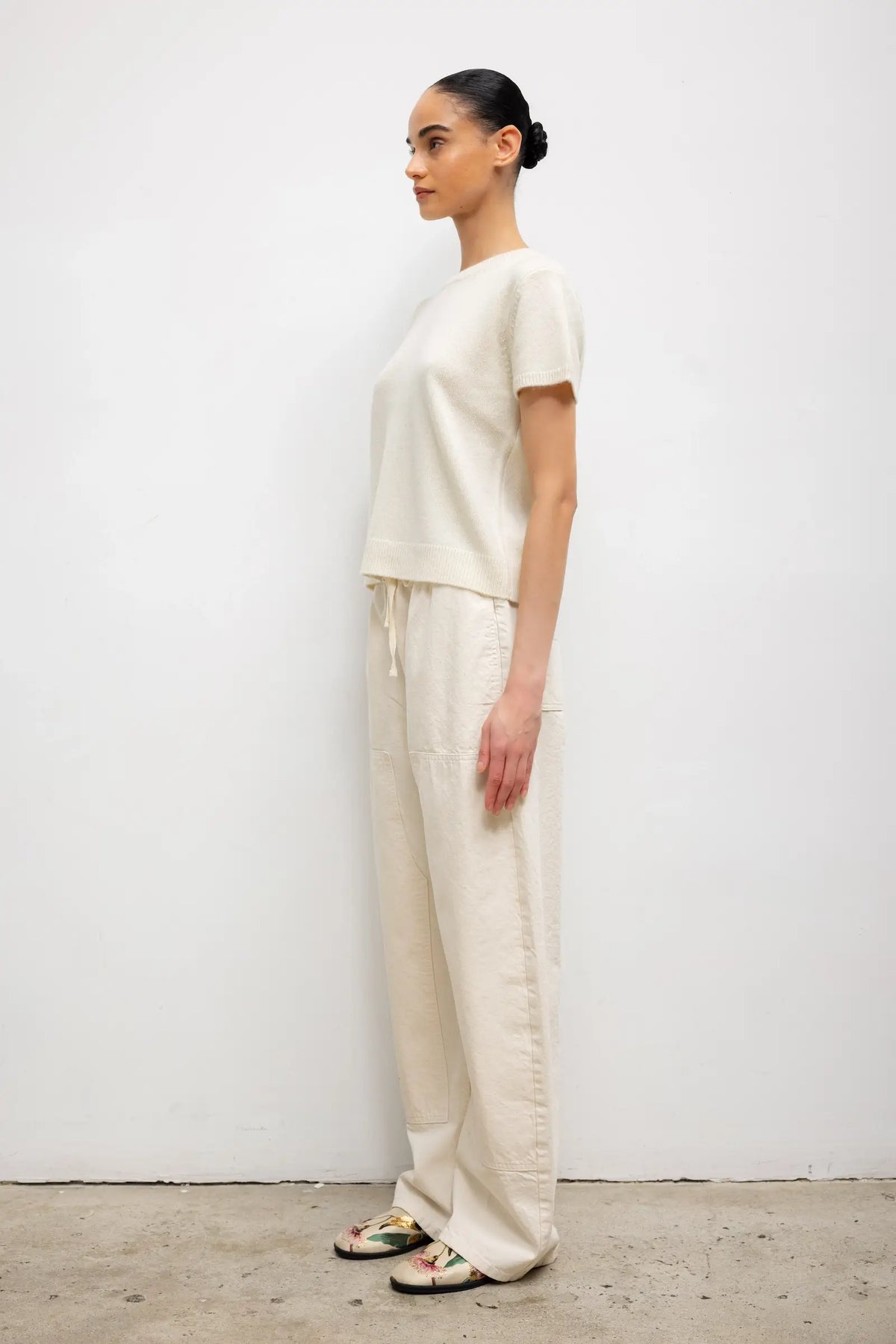 Pre-Order: Millie Cashmere Margo Tee - Creme - Image 6