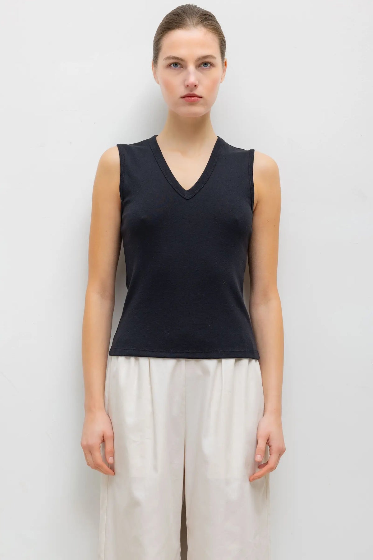 Nando Sleeveless V Neck - Black - Image 1