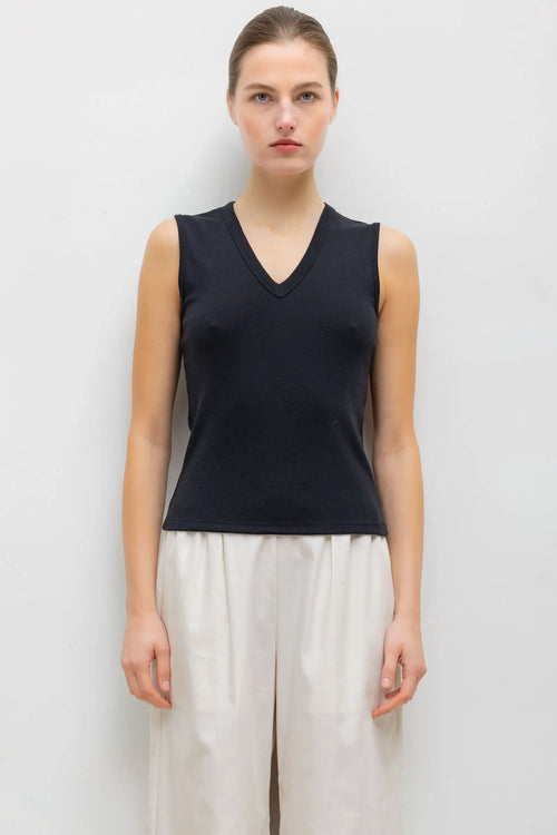 Nando Sleeveless V Neck - Black - Image 1
