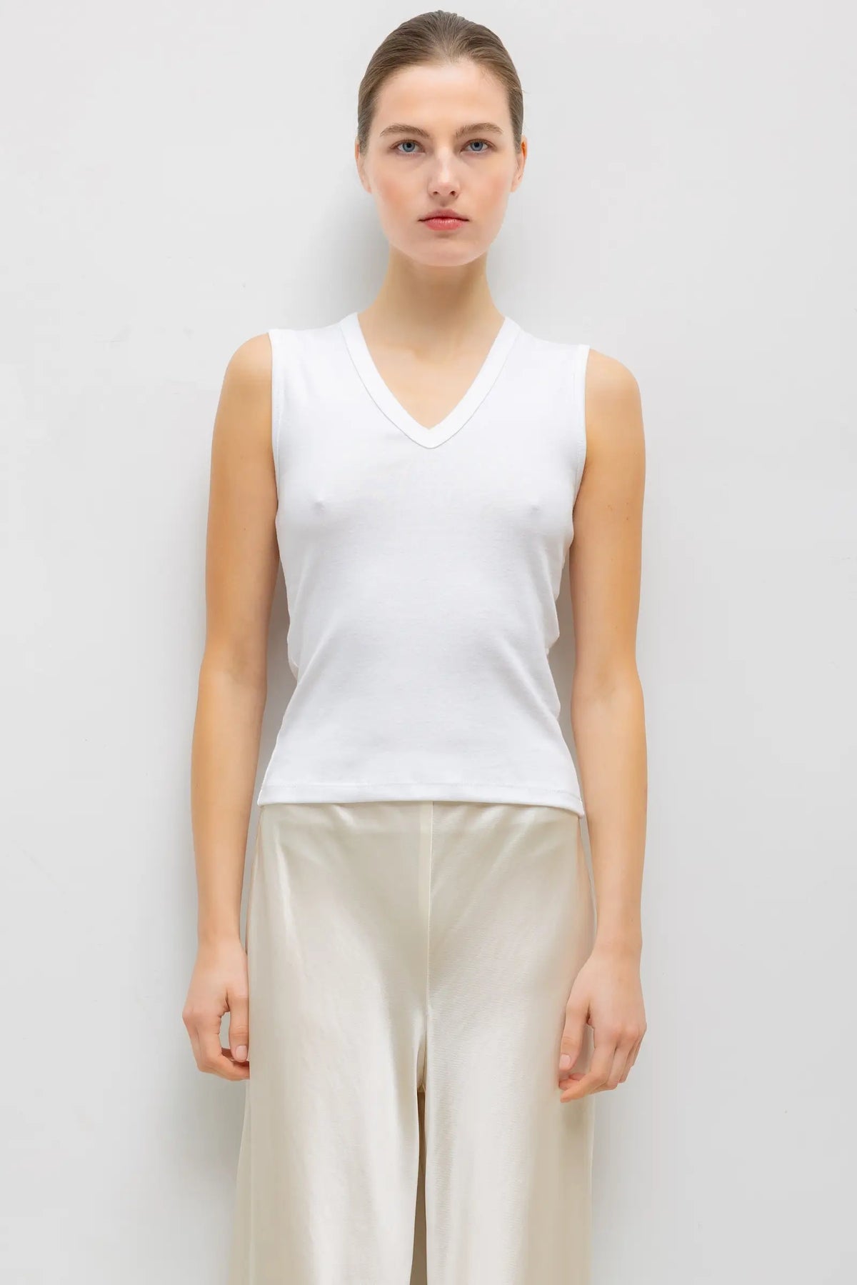 Nando Sleeveless V Neck - White - Image 1