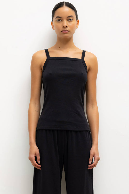 Nando Square Neck Tank - Black - Image 1