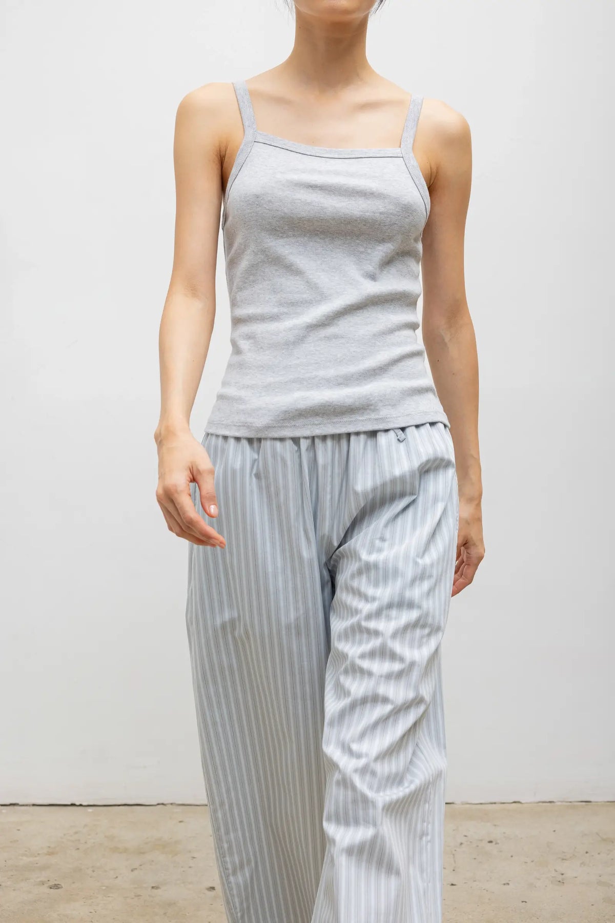 Nando Square Neck Tank - Light Grey Melange - Image 5