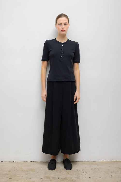 Nando Short Sleeve Henley - Black - Image 2