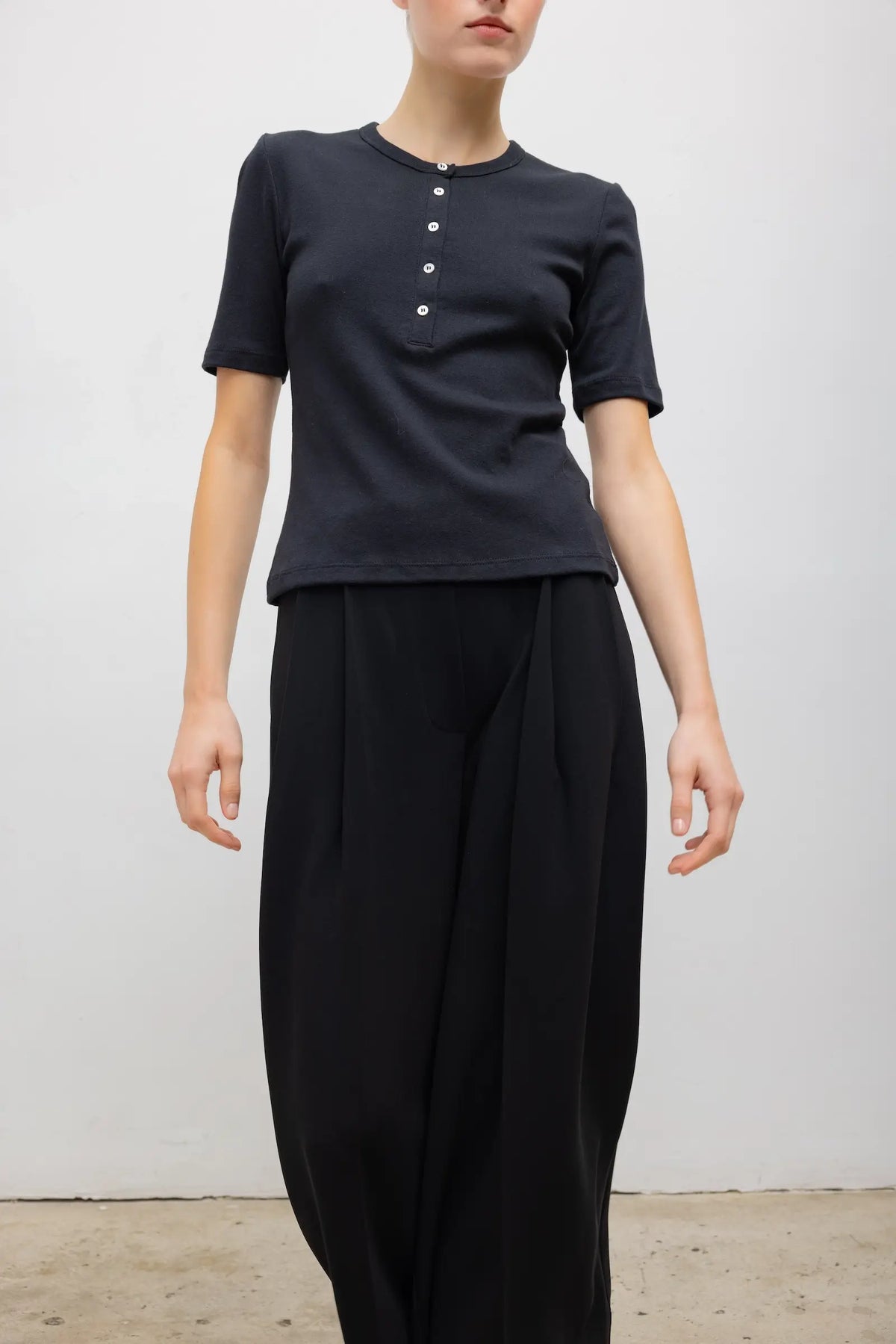 Nando Short Sleeve Henley - Black - Image 5