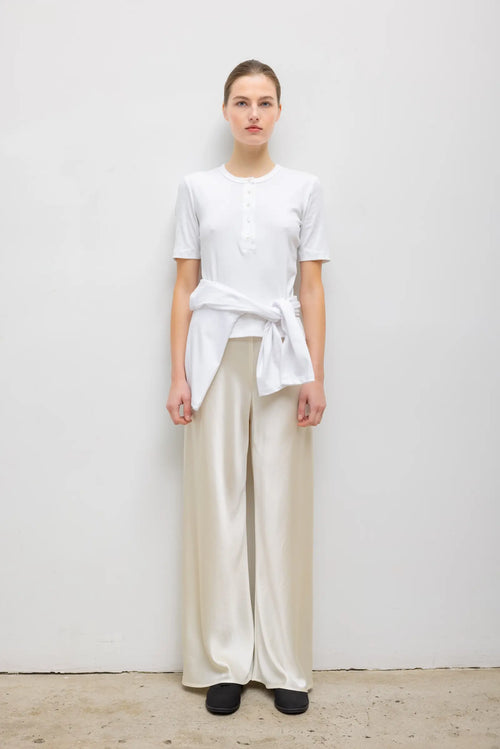 Nando Short Sleeve Henley - White - Image 3