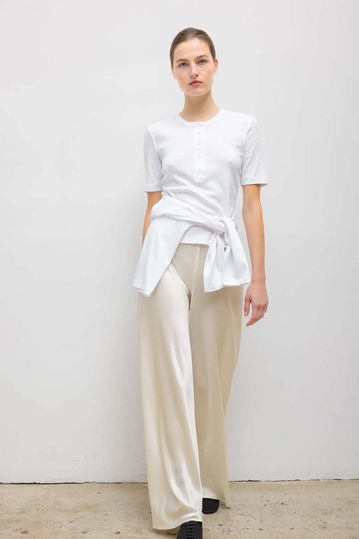 Nando Short Sleeve Henley - White - Image 4