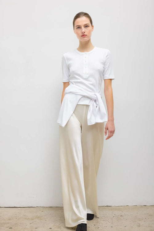 Nando Short Sleeve Henley - White - Image 4