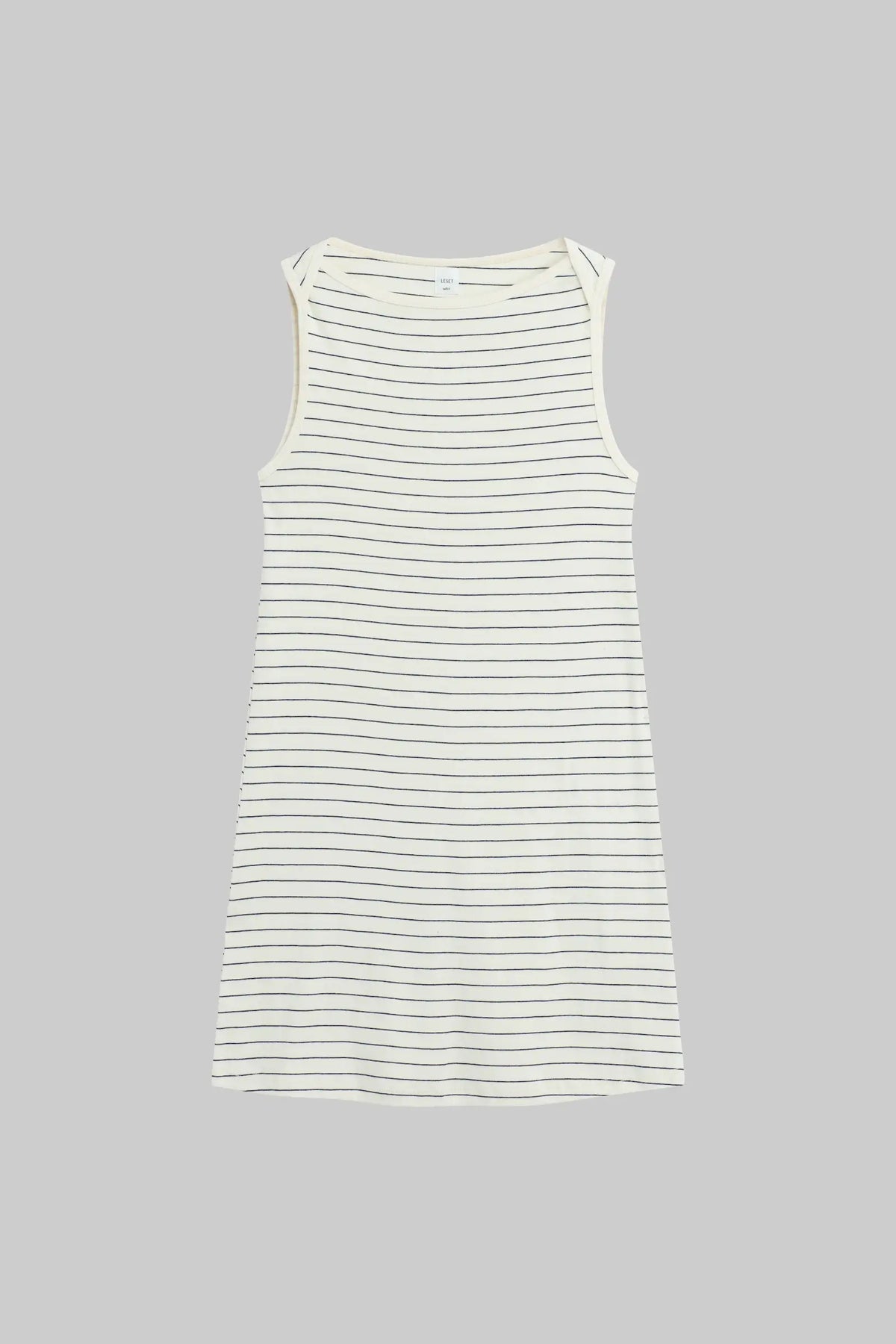 Nando Stripe Boatneck Mini Dress - Natural/Midnight Stripe - Image 2