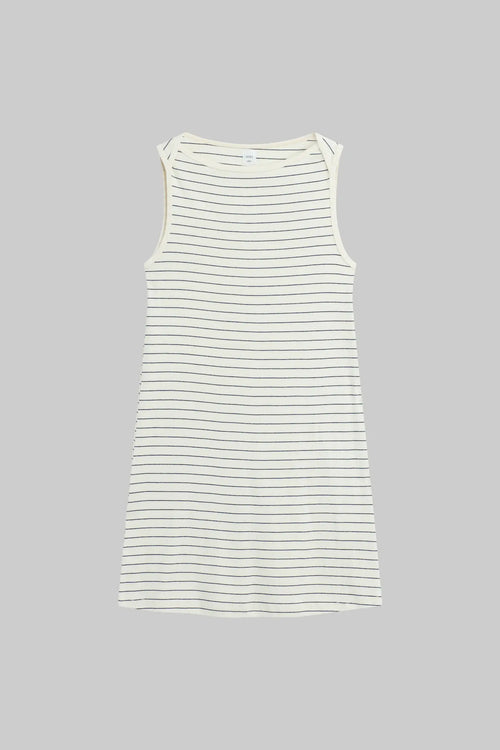 Nando Stripe Boatneck Mini Dress - Natural/Midnight Stripe - Image 2