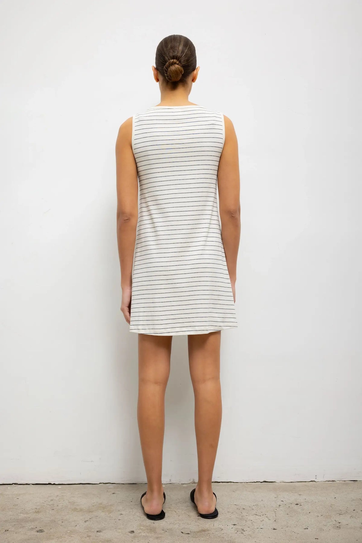 Nando Stripe Boatneck Mini Dress - Natural/Midnight Stripe - Image 6