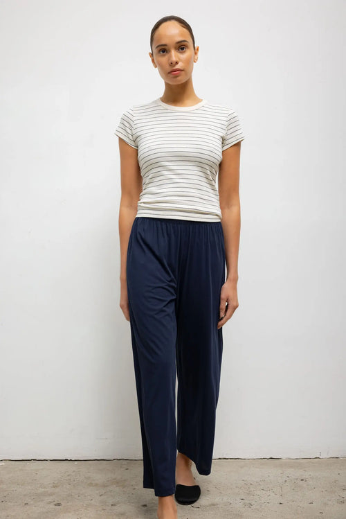 Nando Stripe Slim Fit Tee - Natural/Midnight Stripe - Image 4