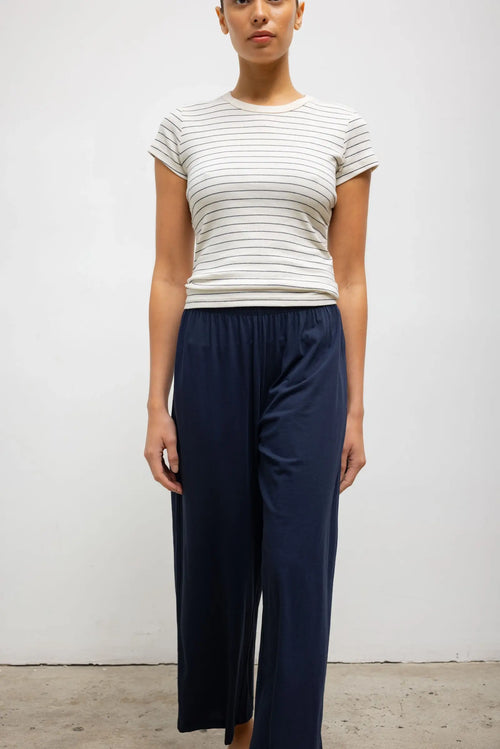 Nando Stripe Slim Fit Tee - Natural/Midnight Stripe - Image 5