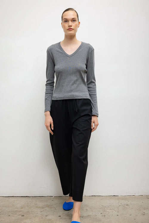 Pre-Order: Nando Slim Long Sleeve V Neck - Granite - Image 4