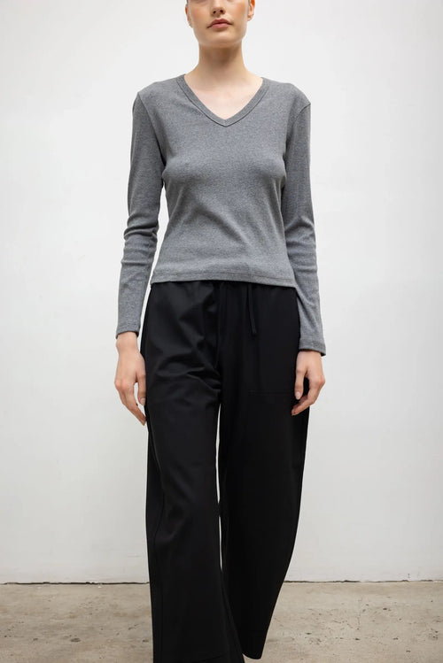 Pre-Order: Nando Slim Long Sleeve V Neck - Granite - Image 5