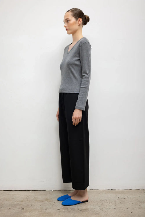 Pre-Order: Nando Slim Long Sleeve V Neck - Granite - Image 6