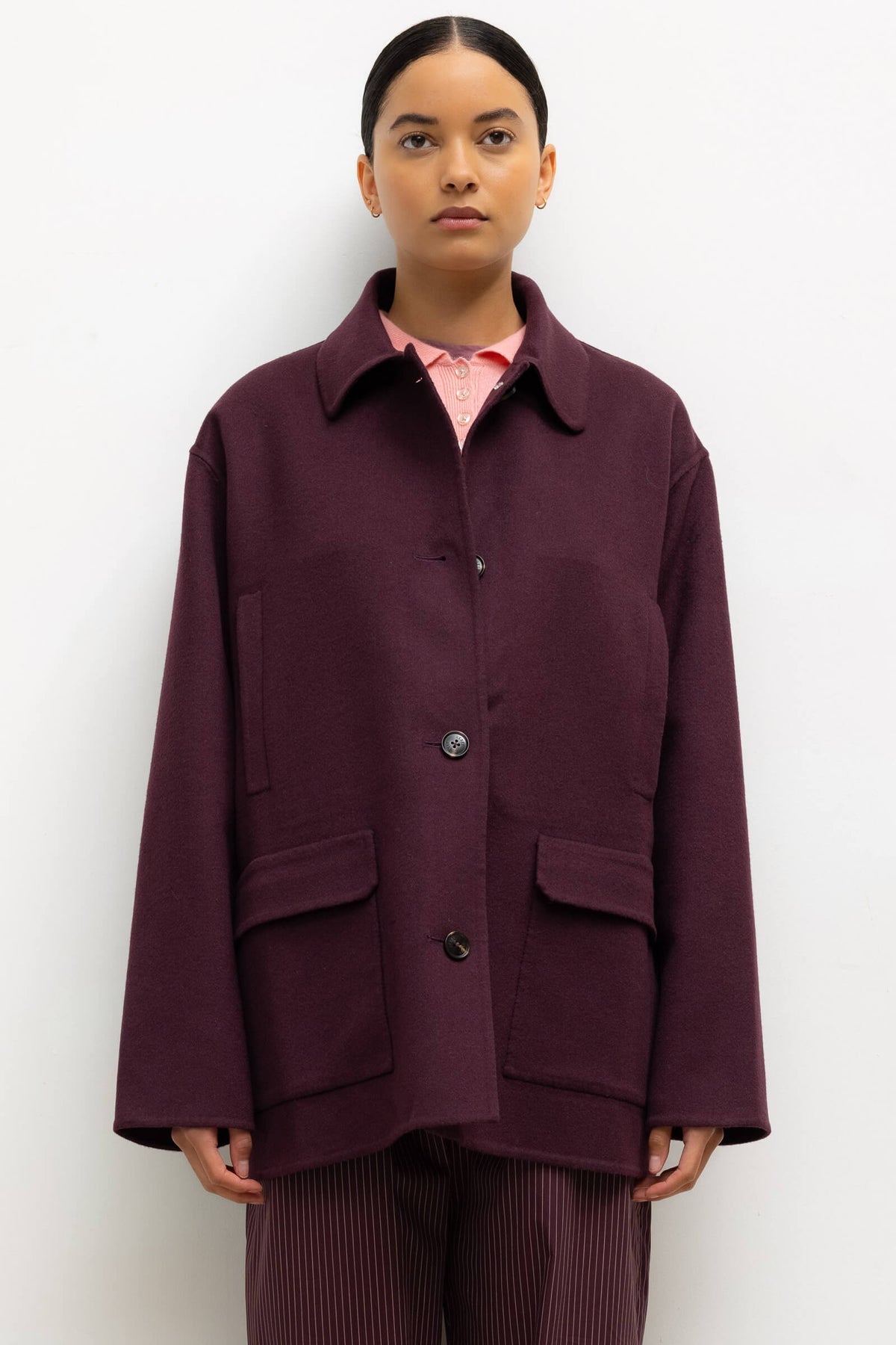 Noah Button Down Jacket - Bordeaux - Image 1