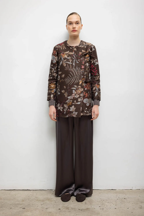 Pam Tie Jacket - Chocolate Floral Jacquard - Image 3