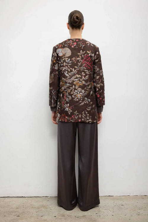 Pam Tie Jacket - Chocolate Floral Jacquard - Image 7