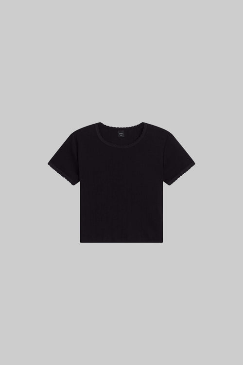 Pointelle Baby Tee - Black - Image 2