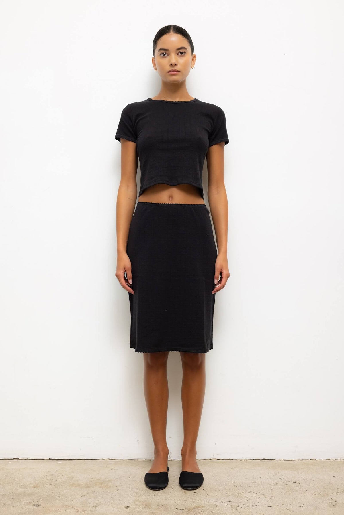 Pointelle Skirt - Black - Image 1