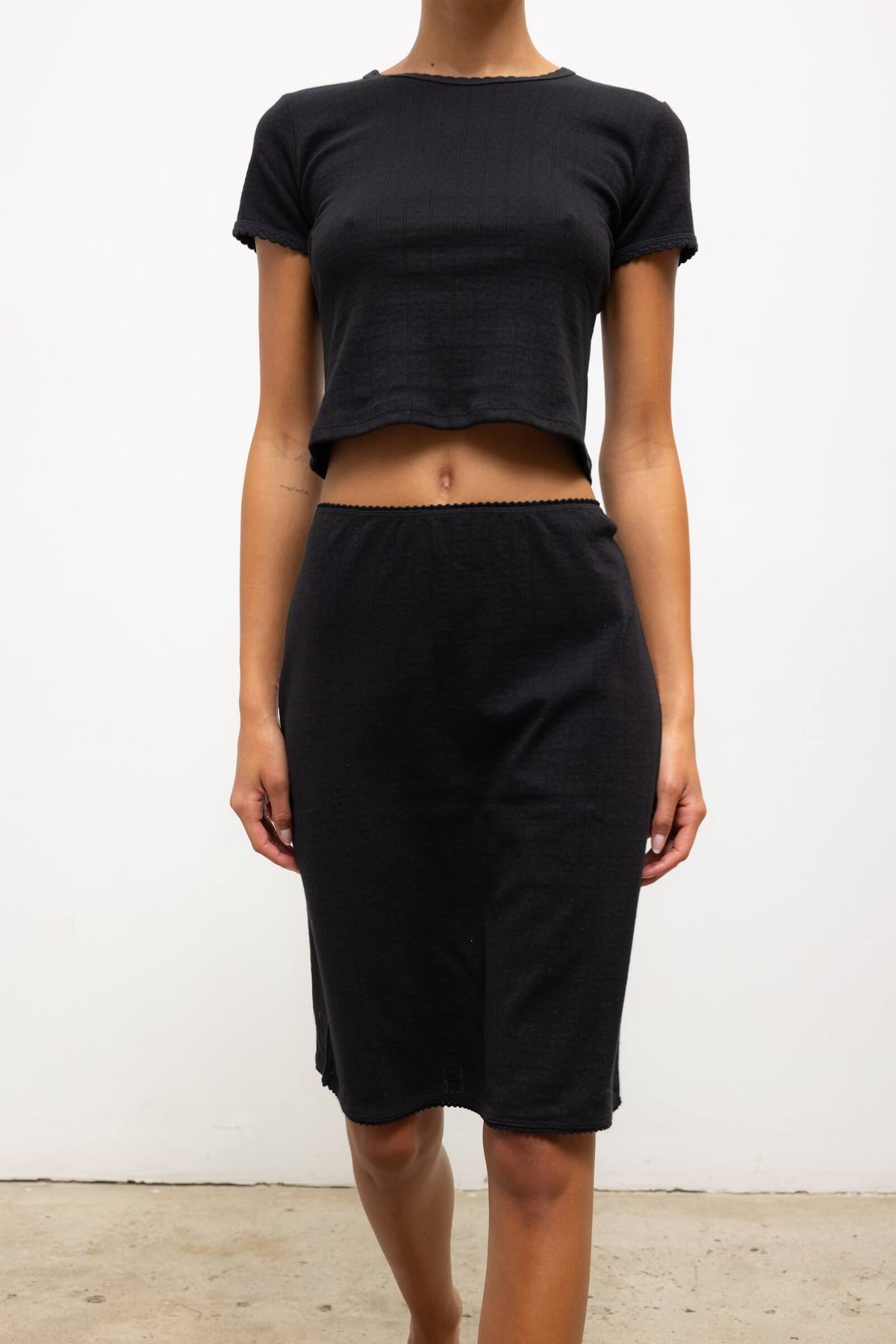 Pointelle Skirt - Black - Image 4