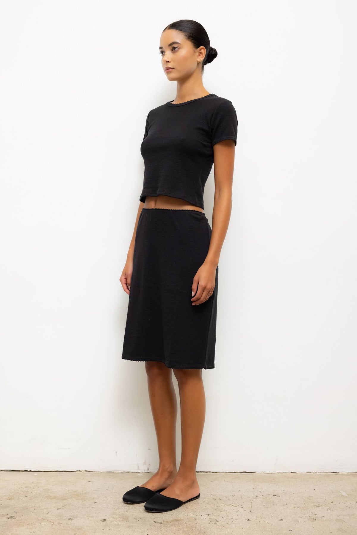 Pointelle Baby Tee - Black - Image 6