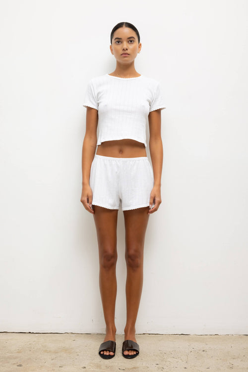 Pointelle Mini Short - White - Image 1