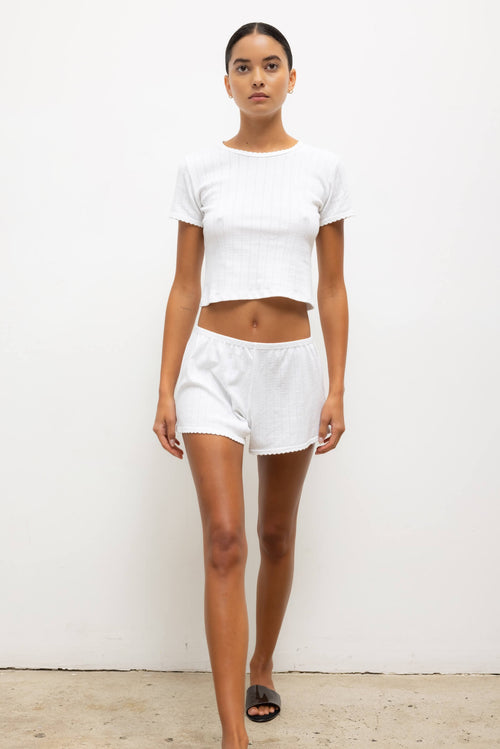 Pointelle Mini Short - White - Image 3